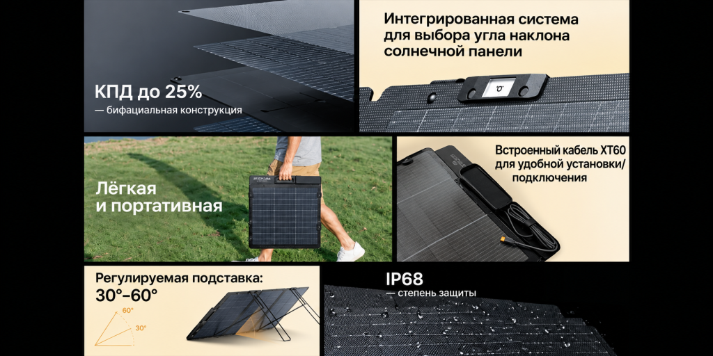 Особенности солнечной панели EcoFlow 160 Вт Складная солнечная панель_ мощность и мобильность.png